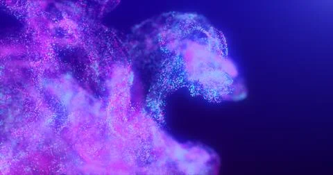 Abstract fluid explosion iridescent purple waves glowing energy magical wit.. Stock Illustration