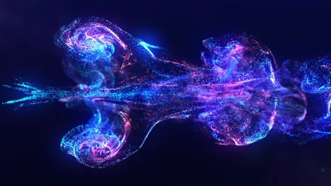 Abstract fluid explosion waves glowing energy in liquid water. Vivid color fl Stock Footage 308098531