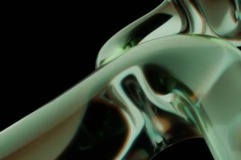 Abstract, fluid-like form with a highly reflective, translucent surface, sh.. Stock Illustration