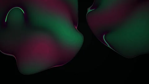 Abstract Fluid Forms Glowing Green and Red on Black Background. Stock Footage 334454893