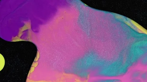 Abstract fluid forms transitioning in brilliant neon hues against a dark Stock-Footage 250249826