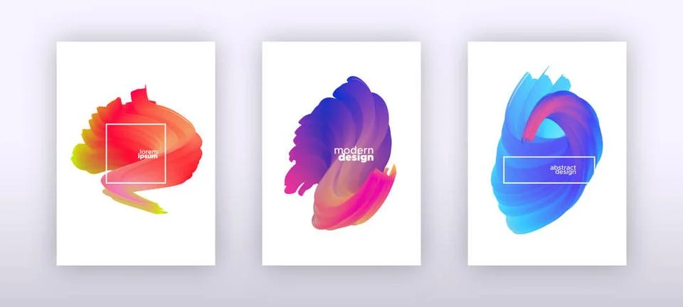 Abstract fluid gradient background set Modern background template set with... Stock Photos