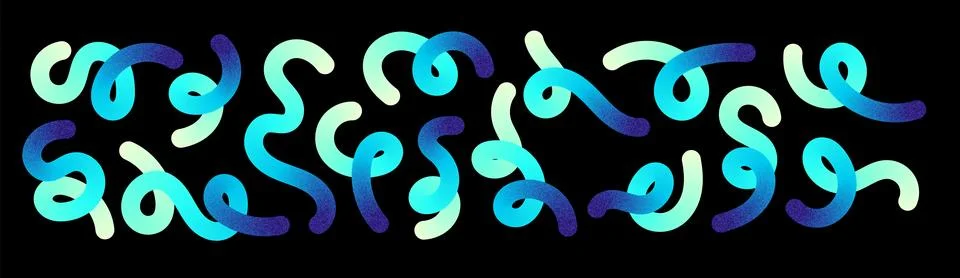 Abstract fluid gradient shape with 3D liquid brush strokes, blurred neon wave Stock Illustration