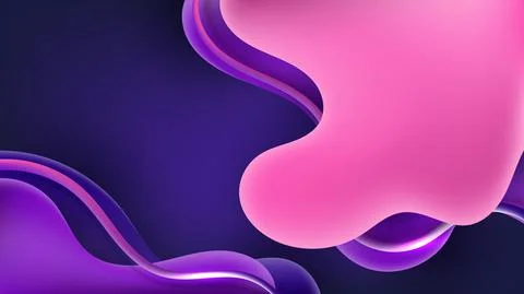 Abstract fluid gradient shapes with 3d wave lines elements on blue background Stock Illustration