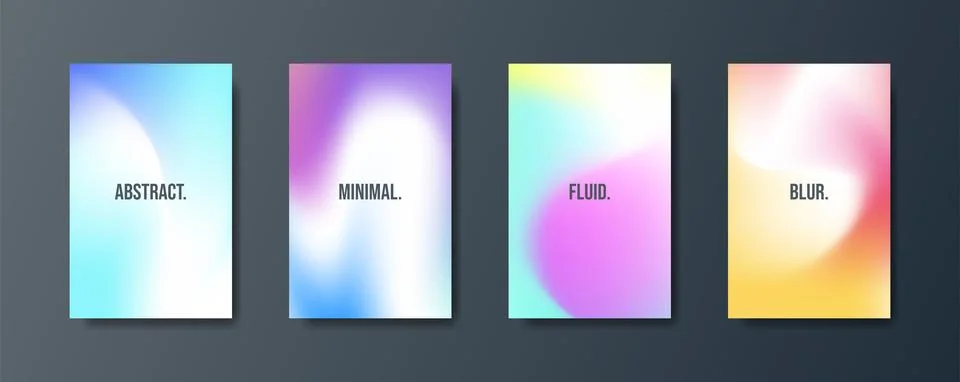 Abstract fluid gradient shapes vector trendy liquid colors backgrounds set Stock Illustration