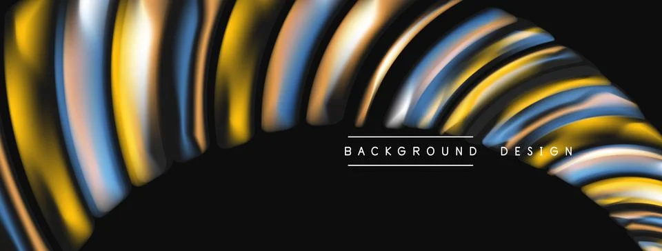 Abstract fluid lines create dynamic wave pattern. Gold, blue hues dominate da 스톡 일러스트