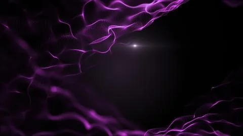 Abstract fluid, liquid background. Bright violet, purple shapes on black Stock Illustration