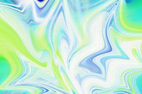 Abstract fluid liquid background with flowing swirls of vibrant blue green Stock Illustration