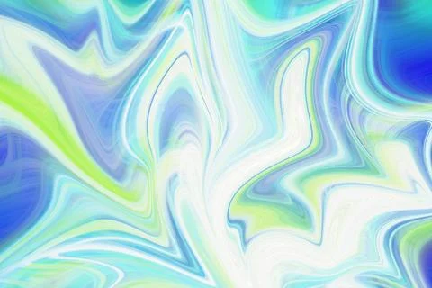Abstract fluid liquid background with flowing swirls of blue and lime green Stock Illustration