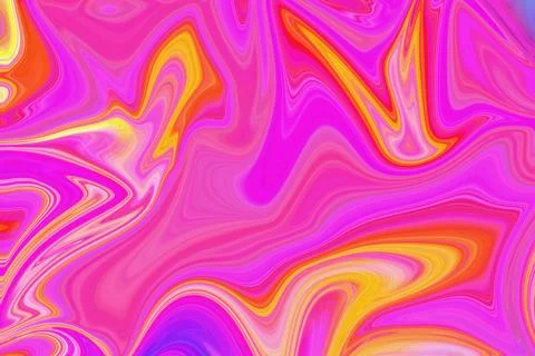 Abstract fluid liquid background with vibrant pink, orange, and yellow swirl Stock Illustration