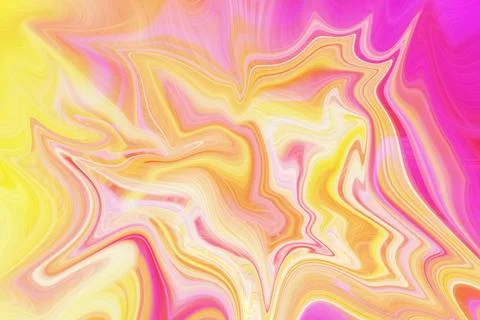 Abstract fluid liquid background with vibrant swirls of yellow, orange Stock Illustration