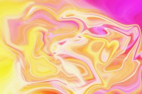 Abstract fluid liquid background with vibrant swirls of yellow and pink Stock Illustration