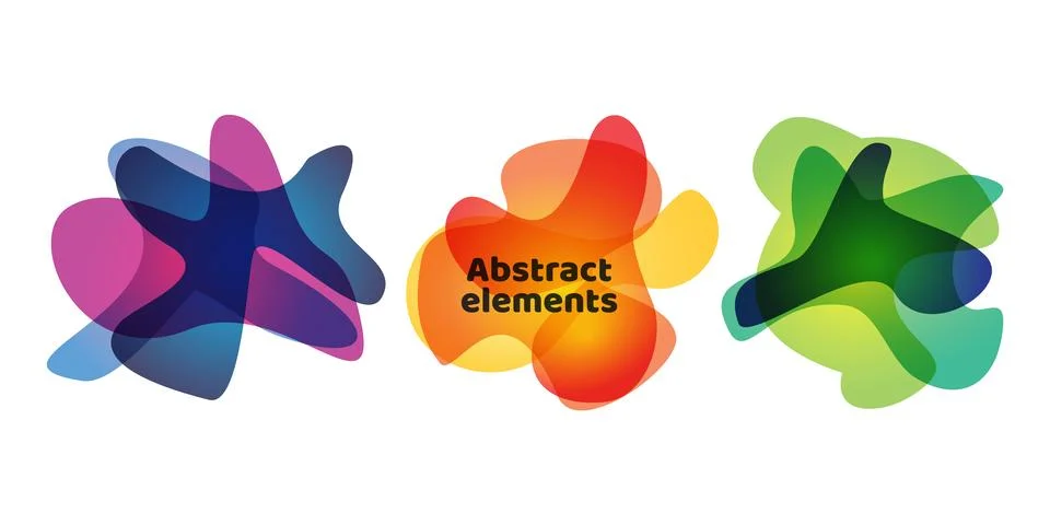 Abstract fluid liquid gradient element collection. Trendy isolated futuristic Stock Illustration