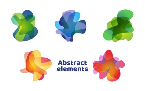 Abstract fluid liquid gradient element collection. Trendy isolated futuristic Stock Illustration