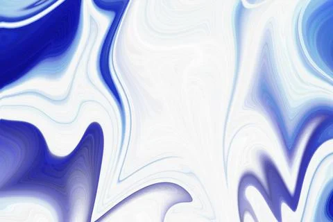 Abstract fluid liquid marble texture background with flowing blue and white Stock Illustration