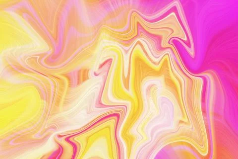Abstract fluid liquid marble texture background with vibrant pink and yellow Stock Illustration