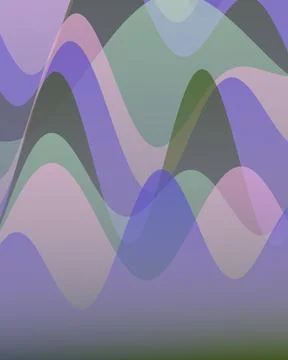 Abstract Fluid Liquid Waves with Transparent Overlapping Shapes in Purple a.. Stock Illustration