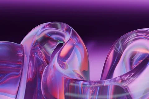 Abstract, fluid, luminous waves of translucent material in vibrant Stock Illustration