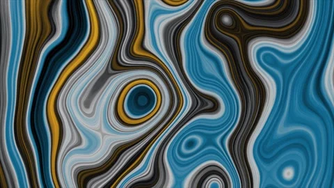 Abstract Fluid Marble Art Motion Background in Blue and Gold Stock Footage 321604709