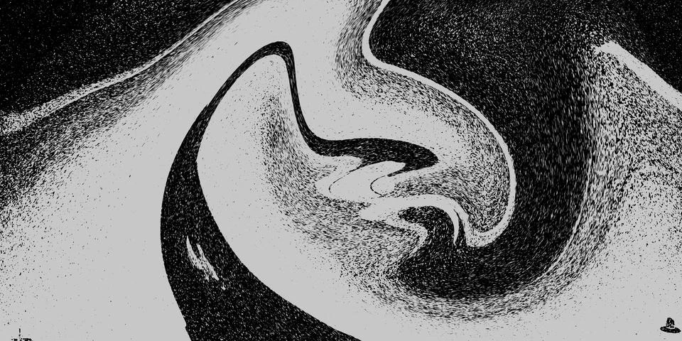 Abstract Fluid Marble Swirl Dynamic Black and White Liquid Texture Background. Stock Illustration