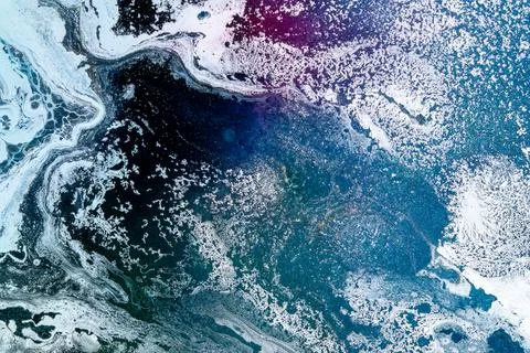 Abstract Fluid Marble Texture in Turquoise and Deep Blue With Cosmic Swirls a Stock Illustration