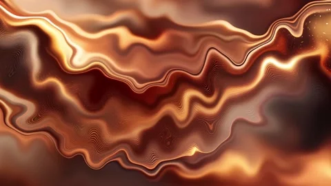 Abstract fluid marble texture with warm copper and gold waves background an.. Stock Footage 334746310