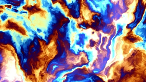 Abstract fluid motion background with swirling blue and orange marble texture Stock Footage 339223664