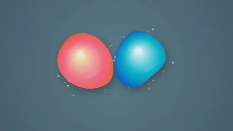 Abstract fluid motion with glowing colorful spheres floating on dark grey b.. Stock Footage 341096379