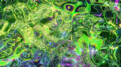 Abstract fluid moves in a stream. Green color. 3d illustration Stock Illustration