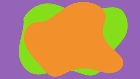 Abstract fluid overlapping shapes in orange green and purple on colorful ba.. 스톡 일러스트