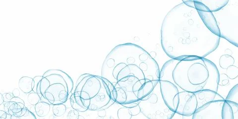 Abstract fluid painted background with blue bubbles. Alcohol ink or watercolor Stock Illustration
