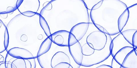 Abstract fluid painted background with blue bubbles. Alcohol ink or watercolor Stock Illustration