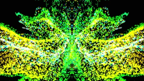 Abstract fluid particles on black background zoom out Stock Footage 149197317