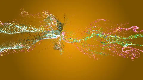 Abstract fluid particles on orange background Stock Footage 145143342
