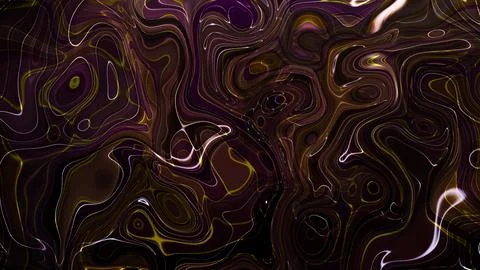 Abstract Fluid Pattern with Dark Purple and Gold Swirls Stock Illustration