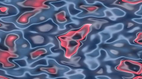 Abstract Fluid Patterns Vibrant Red Shapes Moving Across Wavy Blue Surface Stock-Footage 327945003