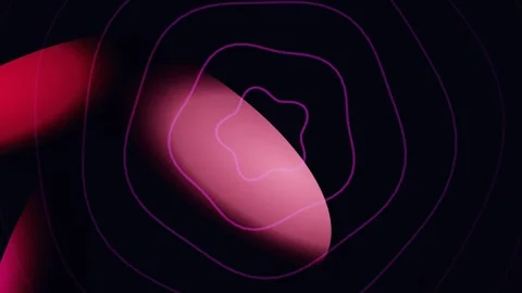Abstract Fluid Red Shapes and Purple Geometric Outlines Background Stock Footage 332234758
