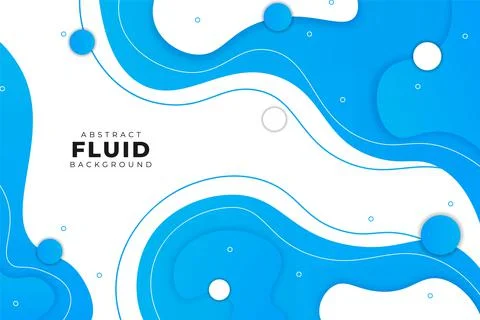 Abstract Fluid Shape Blue and White Background with Bubbles Stock Illustration
