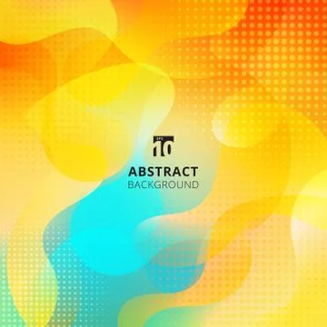 Abstract fluid shape design overlay on vibrant color background with halftone Illustrazione stock