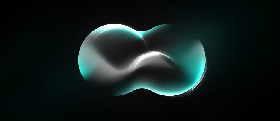 Abstract fluid shape glows against dark background. Smooth curves create dy.. イラスト素材
