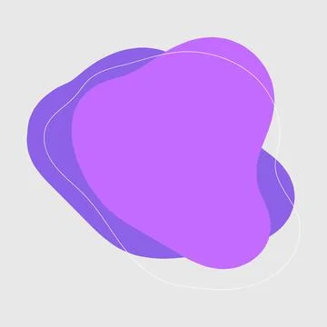 Abstract fluid shape with purple colors and white outline on a light gray Stock Illustration