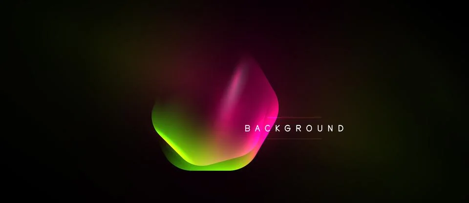 Abstract fluid shape, vibrant colors blend into dark background. Text reads Stock Illustration