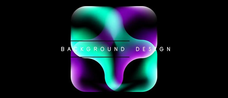 Abstract fluid shape, vibrant colors, turquoise, purple. Dark background Stock Illustration