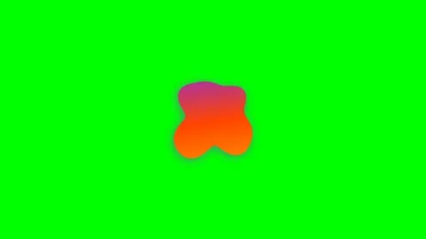 Abstract fluid shape with vibrant red to orange gradient on green background Stock Footage 340900734