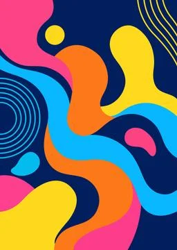 Abstract fluid shapes background with vibrant colors and geometric lines 스톡 일러스트