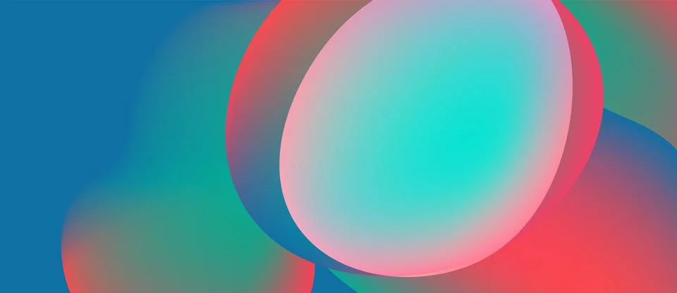 Abstract fluid shapes blend, creating vibrant color gradients. Turquoise, red Stock-Illustration