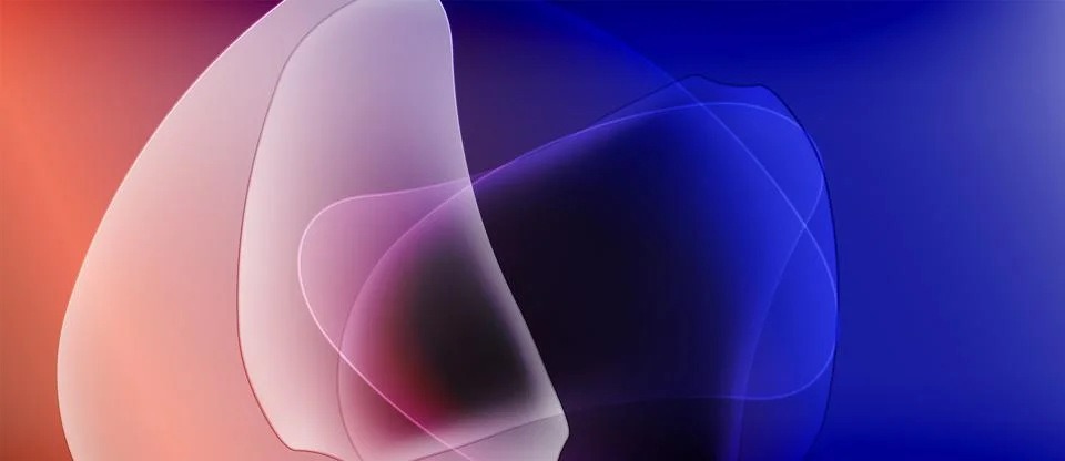 Abstract fluid shapes blend, creating vibrant color gradients. Soft light, イラスト素材