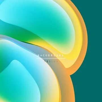 Abstract fluid shapes blend, creating vibrant color gradients. Smooth curves Illustrazione stock