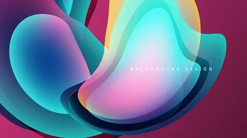 Abstract fluid shapes blend, creating vibrant color gradients. Dynamic Illustrazione stock