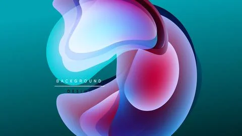 Abstract fluid shapes blend, creating vibrant color gradients. Design features Illustrazione stock
